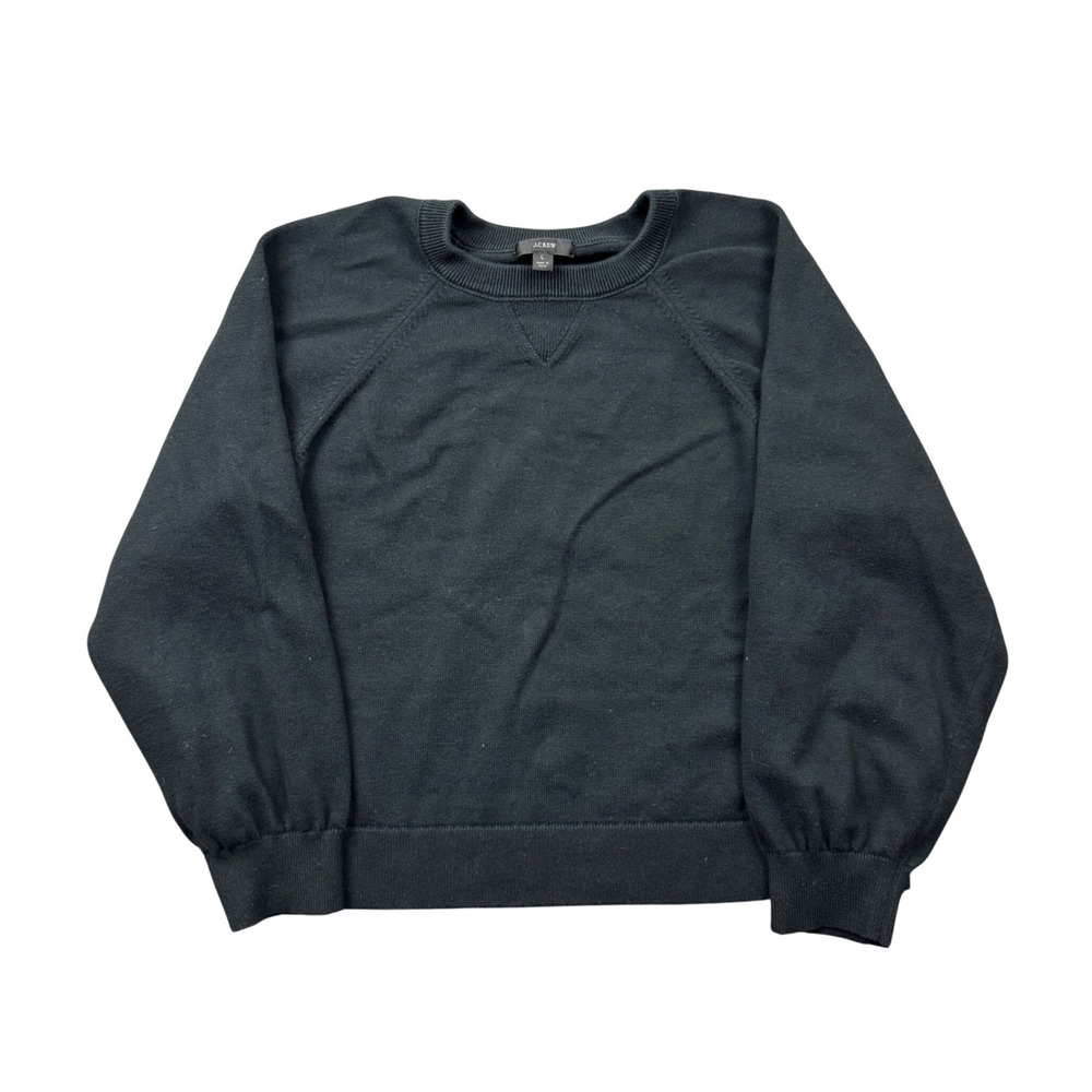 J.Crew Women Large Cashmere Blend Raglan Crewneck Sweater Black Pullover Knit